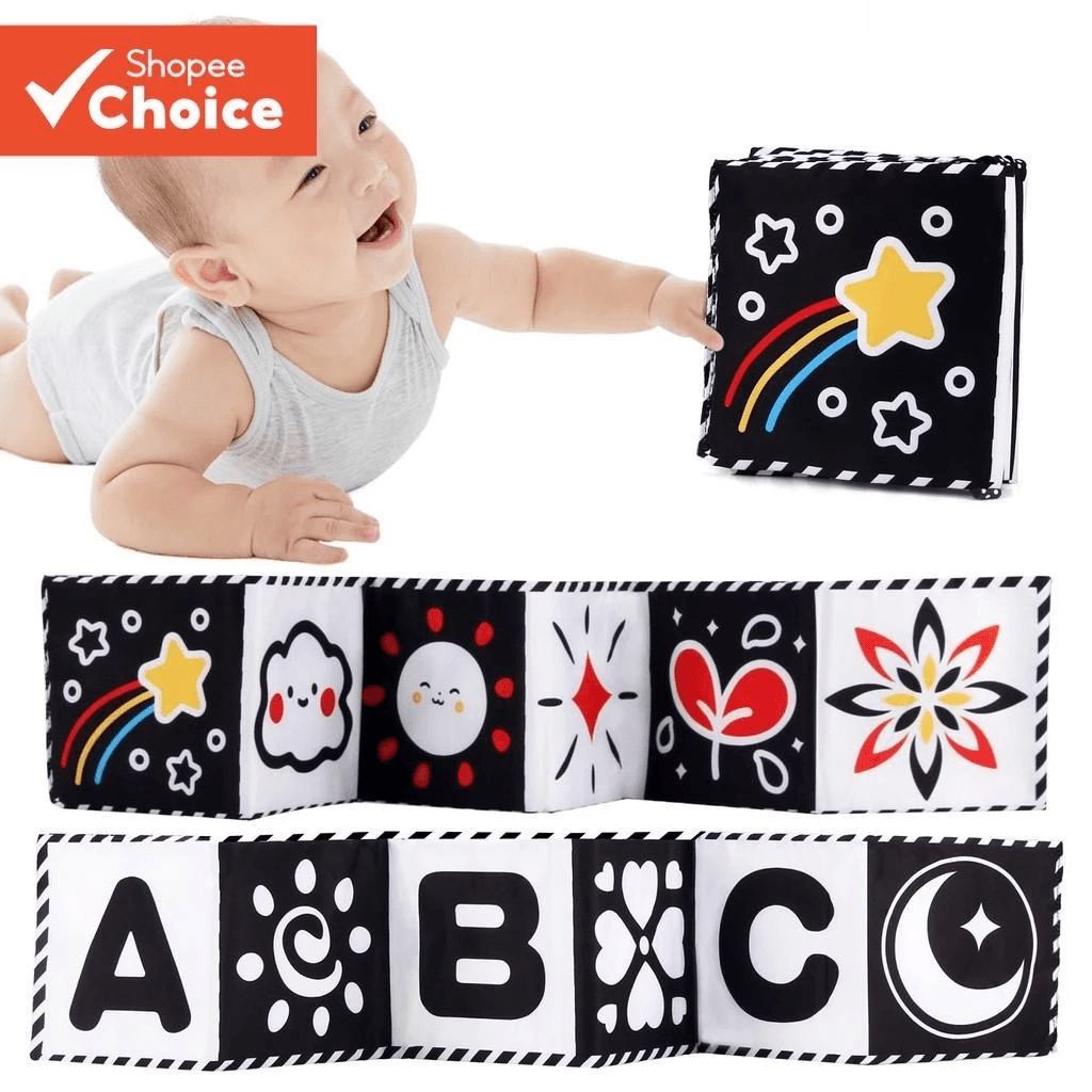 Livro De Pano Macio Para Bebês Alto Contraste Preto E Branco Sensorial Brinquedos De Pequeno Porte